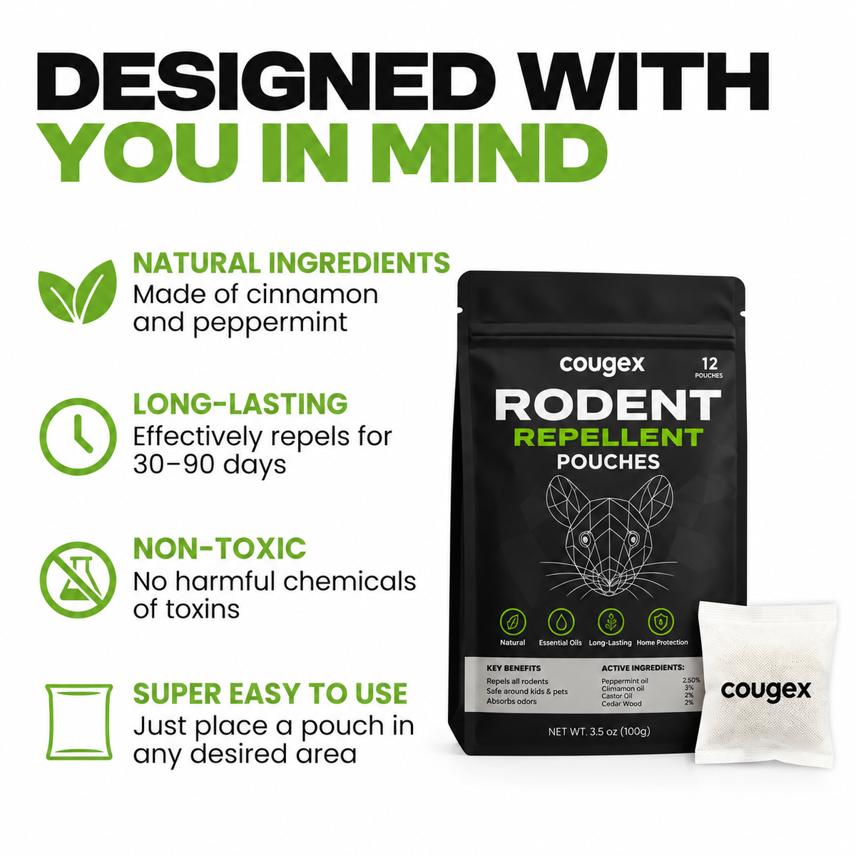 COUGEX® Natural Rodent Repellent Pouches