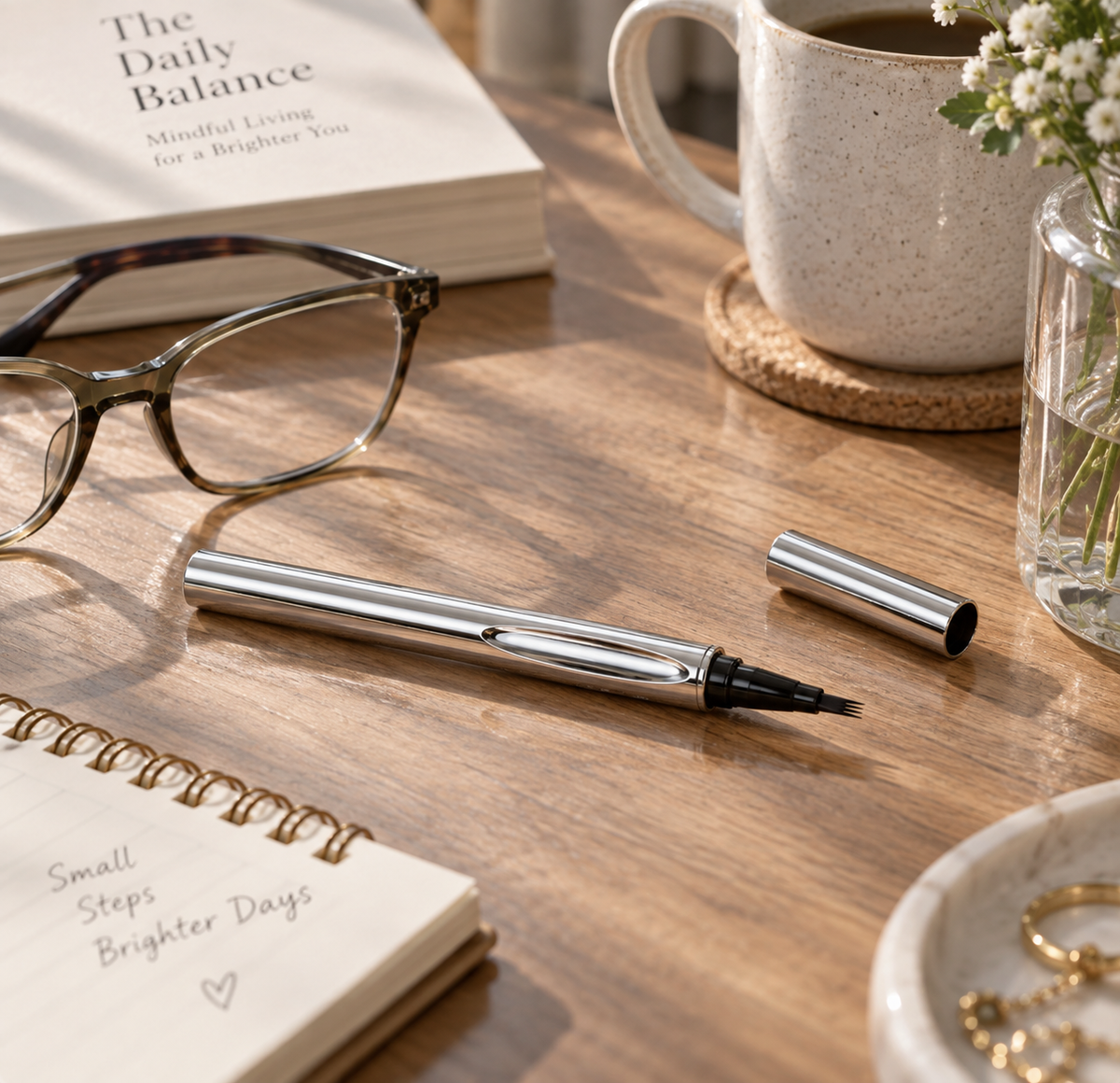 Double eyeliner pen - water-resistant, sweat-proof and non-miscible with makeup.